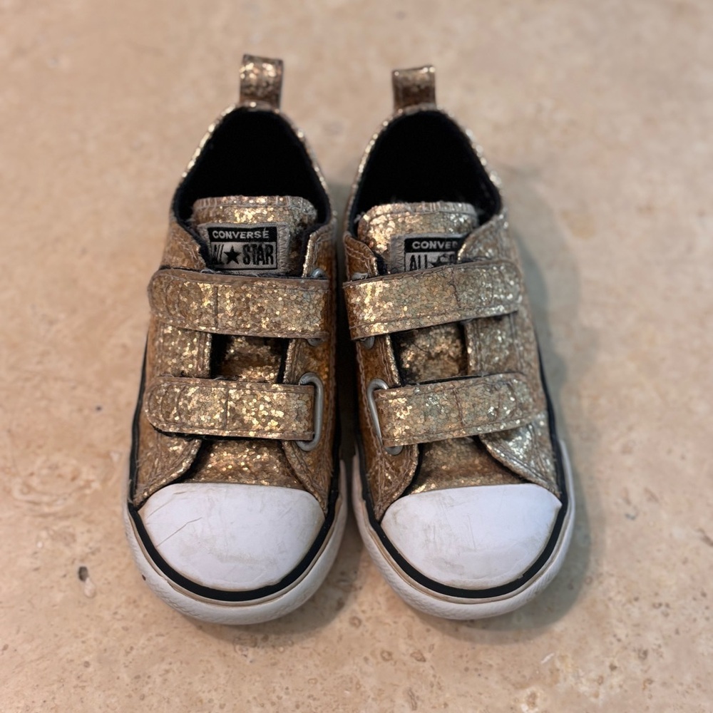Converse Kids Glittery Gold Sneakers